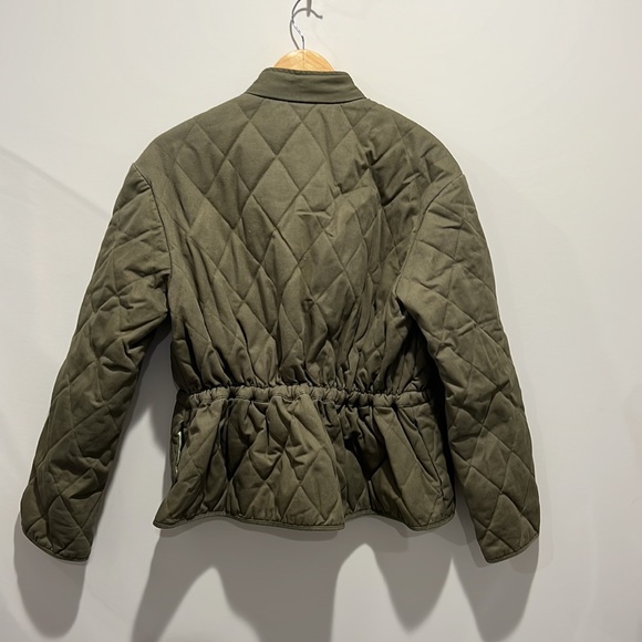 NEW • Draper James • Diamond Quilted Olive Green Jacket Zipper Small - Picture 3 of 4